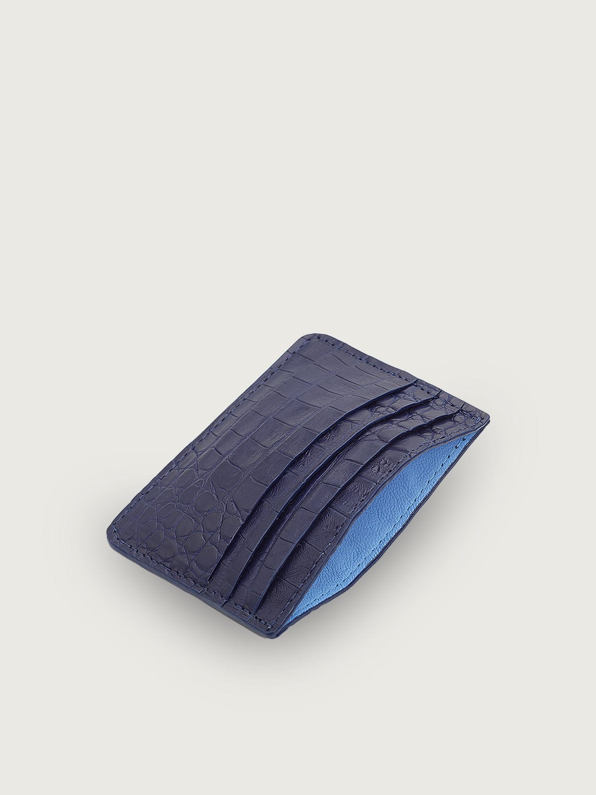 TARJETERO SLIM COCODRILO GENUINO - AZUL NAVY - Di Conza